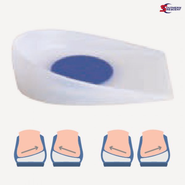 CORRECTIVE HEEL CUP – TWO DENSITIES, WITH CENTRAL SOFTER BLUE DOT